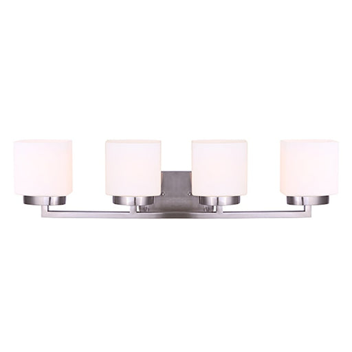 Canarm Sutherland 4-Light Vanity Light | Brushed Nickel and Flat Opal Glass | Bathroom Vanity | 31 x 6 x 8 in | Model IVL751A04BN