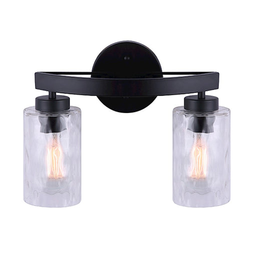 Canarm Newport 14in 2-Light Vanity Light | Modern Matte Black and Watermark Glass | Bathroom & Powder Room | 14 x 5 x 11 in | Model IVL754A02BK