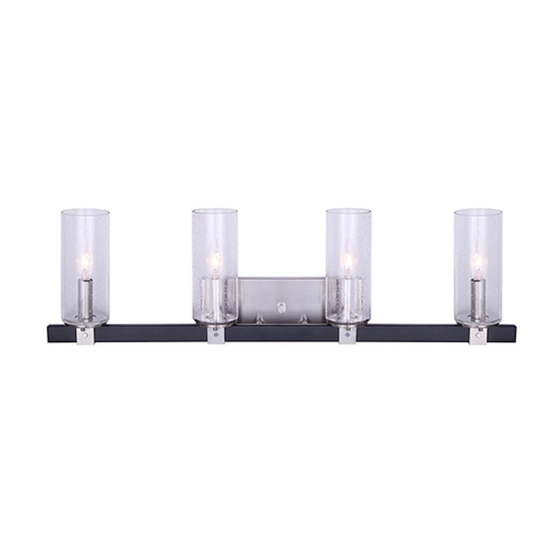 Canarm Cedar 32in 4-Light Vanity Light | Black and Brushed Nickel with Seeded Glass | Bathroom Vanity | 32 x 5 x 10 in | Model IVL762A04BKN
