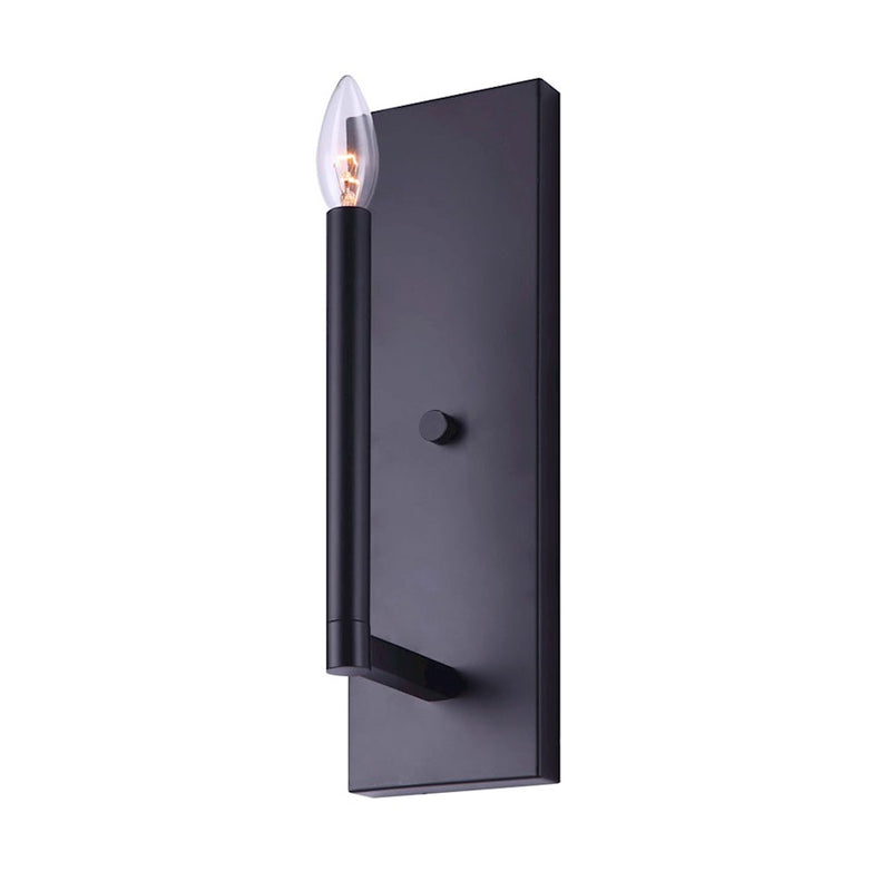 Canarm Kingston 1-Light Wall Sconce | Black | Hallway & Bedroom Accent | 4in W x 14in H x 5in D | Model IWF1011A01BK