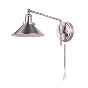 Canarm Tally 8in 1-Light Wall Sconce | Modern Brushed Nickel Metal | Hallway & Bedroom Accent Light | 8 x 9 x 18 in | Model IWF1017A01BN