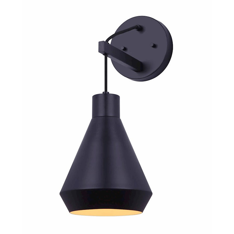 Canarm Byck 7in 1-Light Wall Sconce | Modern Black Metal | Hallway & Bedroom Accent Light | 7 x 10 x 18 in | Model IWF1020A01BK