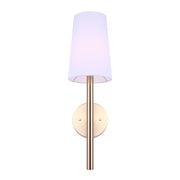Canarm Dorri 19in 1-Light Wall Sconce | Gold Finish with White Fabric Shade | Bedroom & Living Room Accent | 7 x 5.5 x 19.25 in | Model IWF1072A01GD