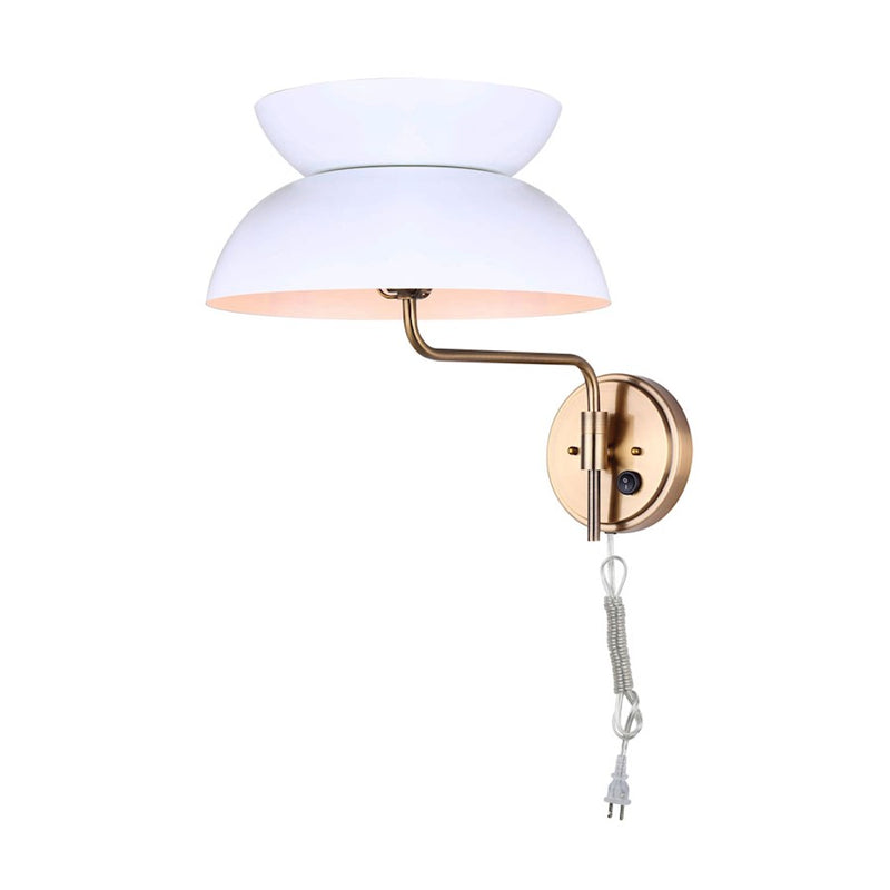Canarm Mila 1-Light Wall Sconce | Gold and Matte White Metal | Bedroom & Hallway Accent Light | 13 x 18 x 14 in | Model IWF1096A01GDW