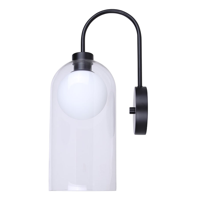 Canarm Pelia 1-Light Wall Sconce | Black Metal and Clear Glass | Hallway & Bedroom Accent | 7 x 10 x 19.88 in | Model IWF1142A01BK
