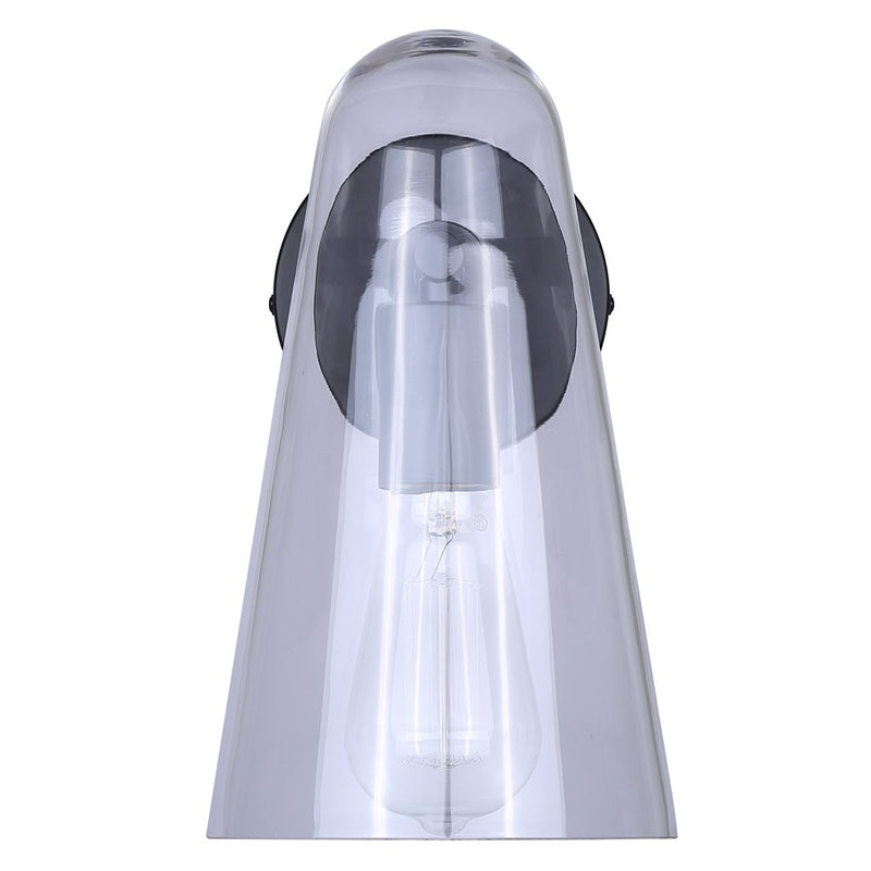 Canarm Luisa 8in 1-Light Wall Sconce | Mid-Century Matte Black with Clear Glass | Bedroom & Hallway Accent | 8 x 5.88 x 10.25 in | Model IWF1144A01BK