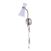 Canarm Griffith 5in 1-Light Wall Sconce | White and Brushed Nickel Metal | Hallway & Bathroom | 5 x 8.5 x 19 in | Model IWF668A01WHB