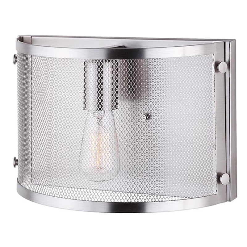 Canarm Beckett 11in 1-Light Wall Sconce | Vintage Brushed Nickel and Mesh Shade | Hallway & Bedroom Accent | 11 x 7 x 7 in | Model IWL626A11BN