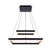 Canarm Malou 20in LED Chandelier | Matte Black Acrylic Frames | Dining Room & Living Room | 20 x 20 x 20-63 in | Model LCH214A20BK