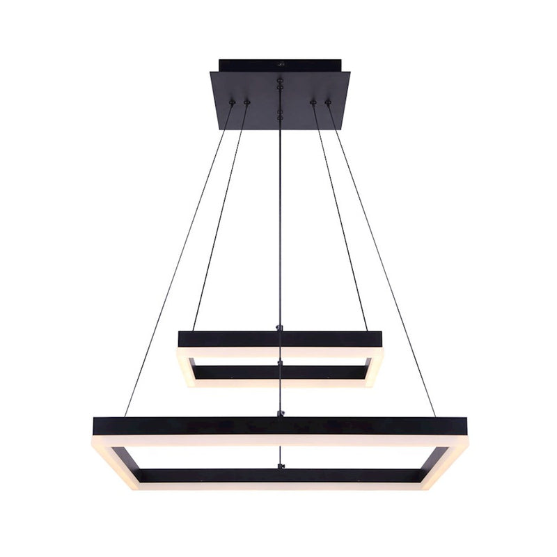 Canarm Malou 20in LED Chandelier | Matte Black Acrylic Frames | Dining Room & Living Room | 20 x 20 x 20-63 in | Model LCH214A20BK