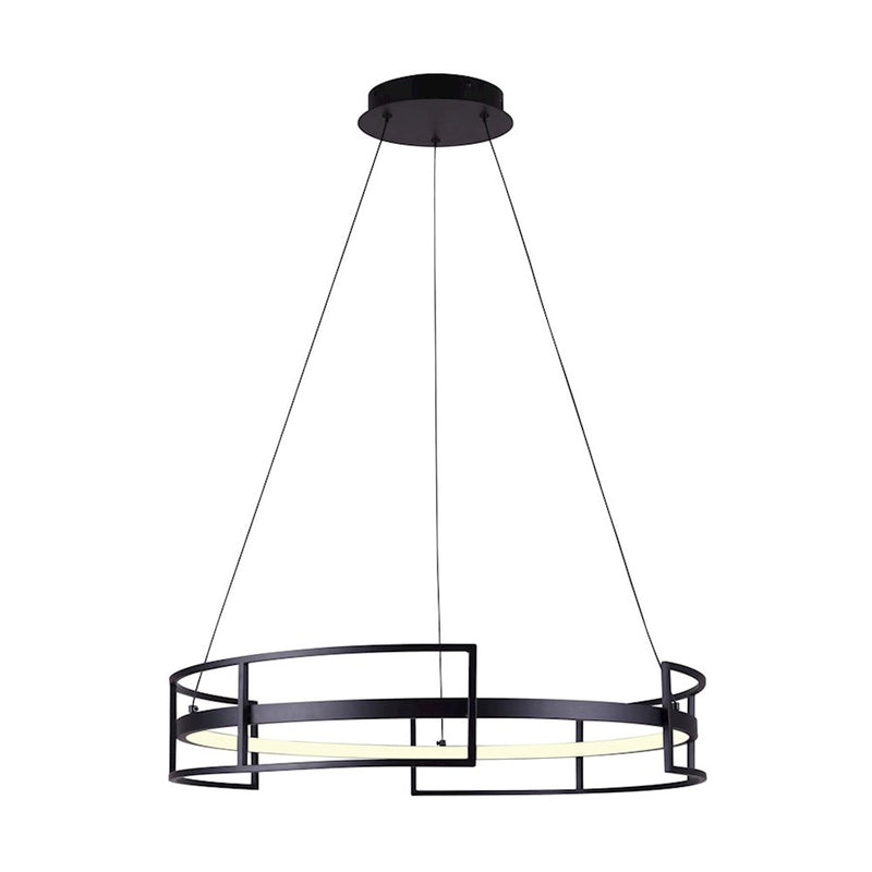 Canarm Amora 24in LED Chandelier | Black Silicone Rubber | Dining Room & Living Room | 24 x 24 x 18-64 in | Model LCH231A24BK