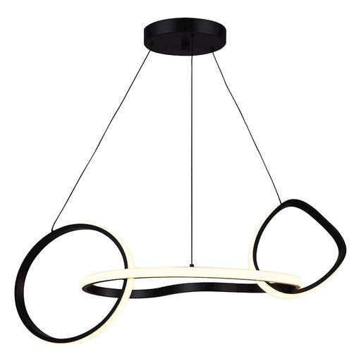 Canarm Zuri 32in 1-Light LED Chandelier | Matte Black Metal and Silicone Rubber | Dining Room & Living Room | 32 x 17 x 70 in | Model LCH234A32BK