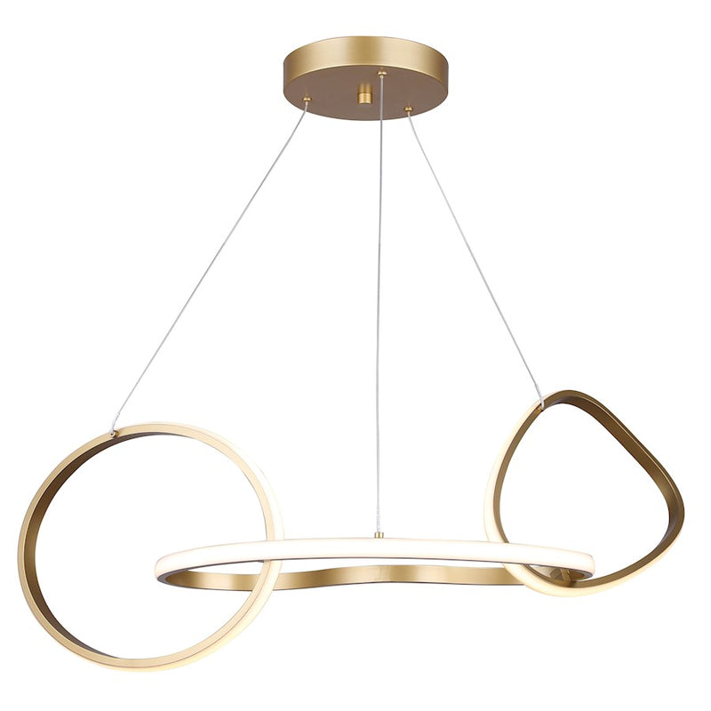 Canarm Zuri 32in 1-Light LED Chandelier | Gold Metal and Silicone Rubber | Dining Room & Living Room | 32 x 17 x 70 in | Model LCH234A32PGD