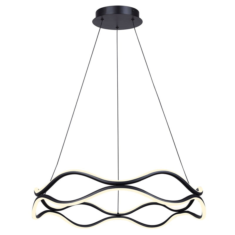 Canarm Castra 23in 3-Light LED Chandelier | Matte Black Metal | Dining Room & Kitchen Island | 1900 Lumens, Dimmable 3CCT | Model LCH280A24BK