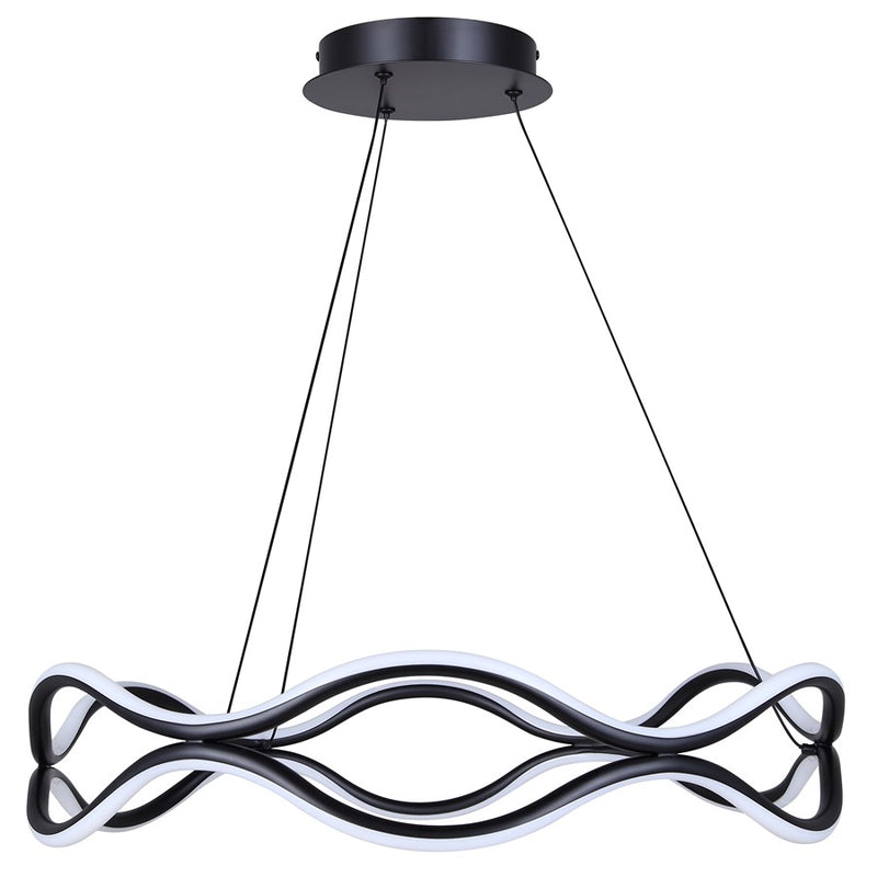 Canarm Castra 23in 3-Light LED Chandelier | Matte Black Metal | Dining Room & Kitchen Island | 1900 Lumens, Dimmable 3CCT | Model LCH280A24BK