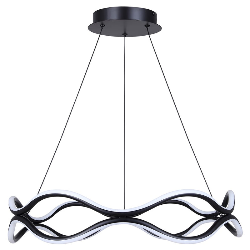 Canarm Castra 23in 3-Light LED Chandelier | Matte Black Metal | Dining Room & Kitchen Island | 1900 Lumens, Dimmable 3CCT | Model LCH280A24BK
