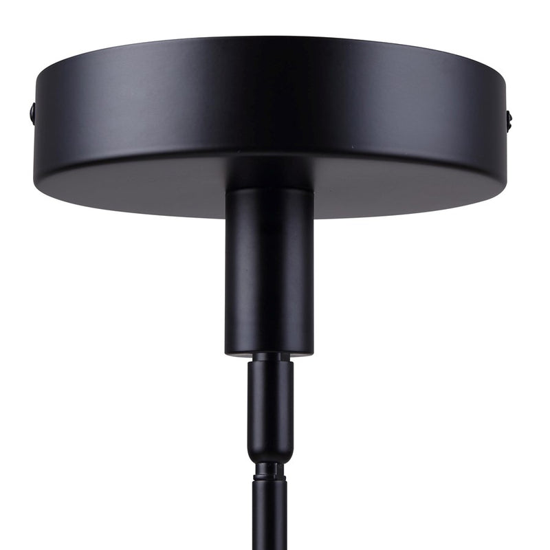 Canarm Carmynn 22in 1-Light LED Chandelier | Matte Black and White Fabric Shade | Dining Room & Living Room | Model LCH288A22BK