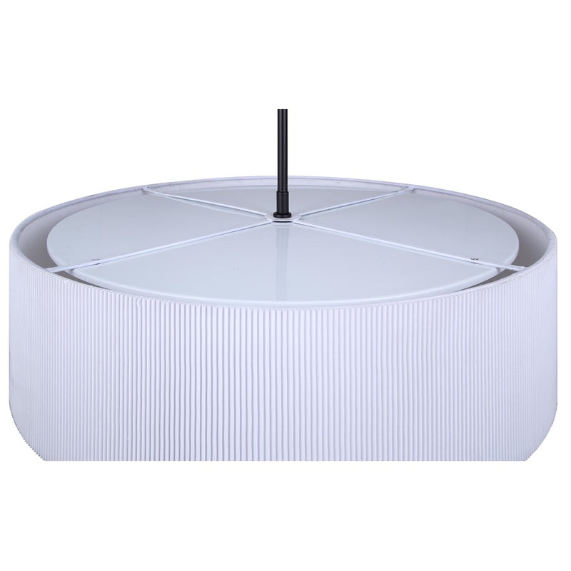 Canarm Carmynn 22in 1-Light LED Chandelier | Matte Black and White Fabric Shade | Dining Room & Living Room | Model LCH288A22BK