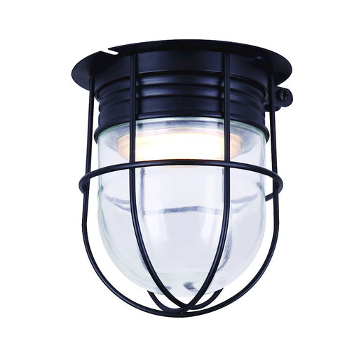 Canarm 5in 1-Light LED Outdoor Sconce | Black and Clear Glass | Covered Patio & Entryway | 4.5 x 4.5 x 5 in | Model LCL161A04CWGBK