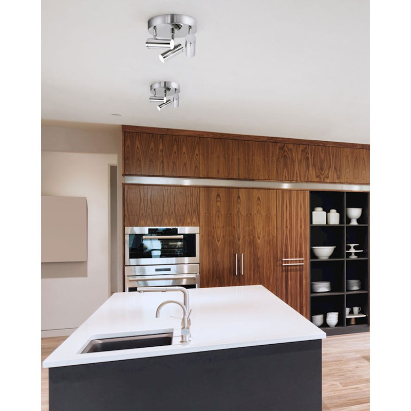 Canarm Kelby 3-Light LED Track Ceiling | Matte Chrome | Kitchen & Living Room Accent | 8in W x 6in H | Model LCW211A03CH