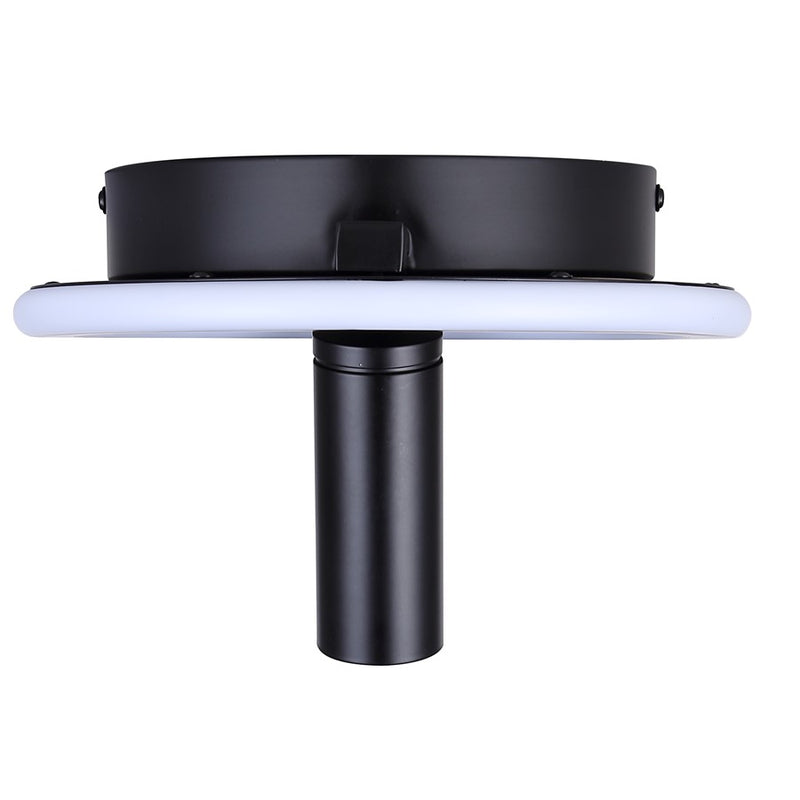 Canarm Denver 9in 2-Light LED Flush Mount | Modern Matte Black and Aluminum | Bedroom & Hallway | 9.5 x 9.5 x 5.75 in | Model LCW314A02BK