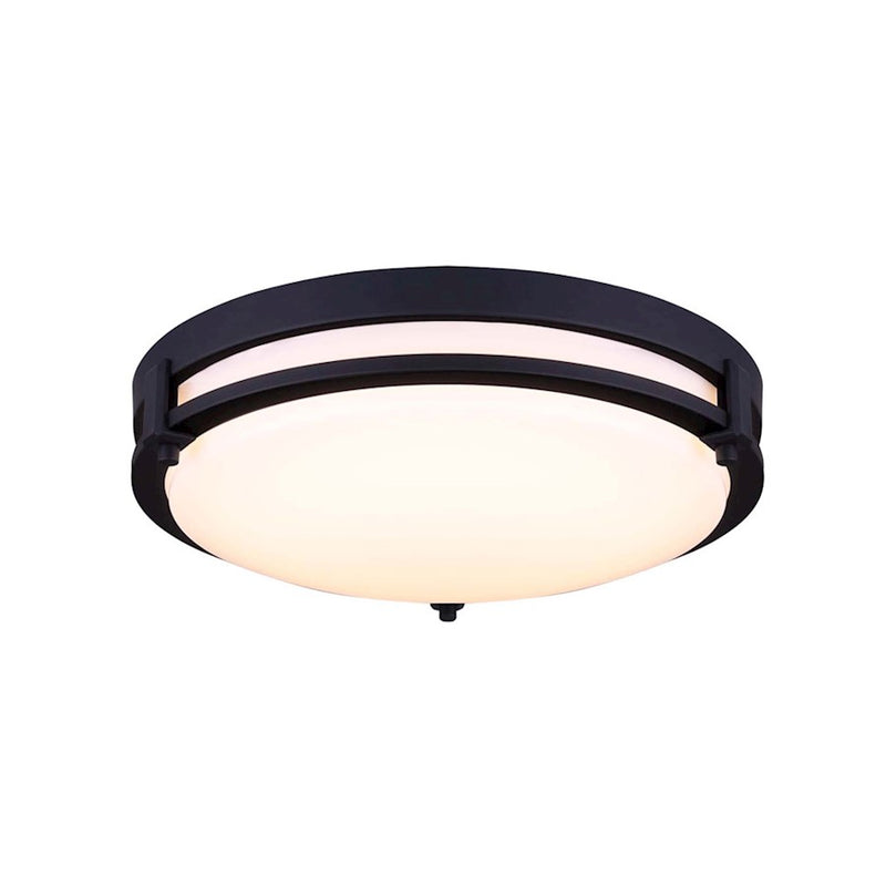 Canarm Gilda 13in 1-Light LED Flush Mount | Matte Black Metal | Bedroom & Living Room Ceiling | 19W Dimmable | Model LFM112A13BK