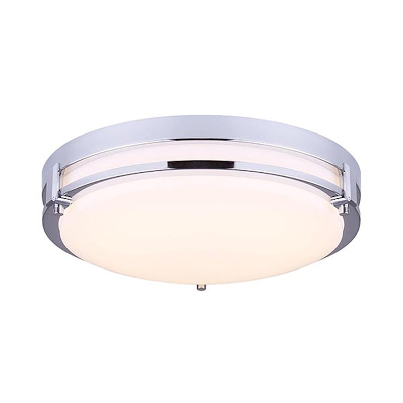 Canarm Gilda 12in 1-Light LED Flush Mount | Modern Chrome Metal | Bedroom & Hallway Ceiling Light | 12.5 x 3.25 in | Model LFM112A13CH