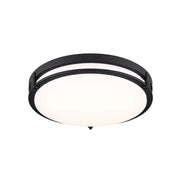 Canarm Gilda 16in 1-Light LED Flush Mount | Modern Matte Black Metal | Bedroom & Living Room Ceiling Light | 16 x 4.25 in | Model LFM112A16BK