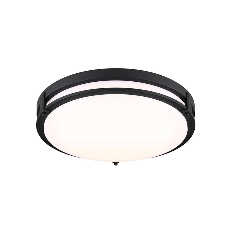 Canarm Gilda 16in 1-Light LED Flush Mount | Modern Matte Black Metal | Bedroom & Living Room Ceiling Light | 16 x 4.25 in | Model LFM112A16BK