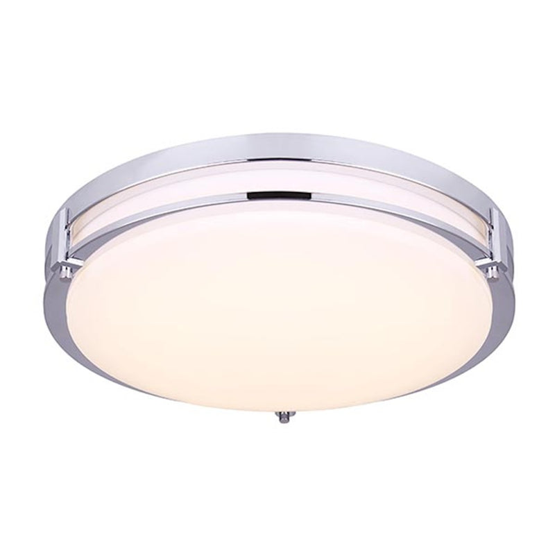 Canarm Gilda 16in 1-Light LED Flush Mount | Modern Chrome Metal | Hallway & Bedroom Ceiling Light | 16 x 16 x 4 in | Model LFM112A16CH