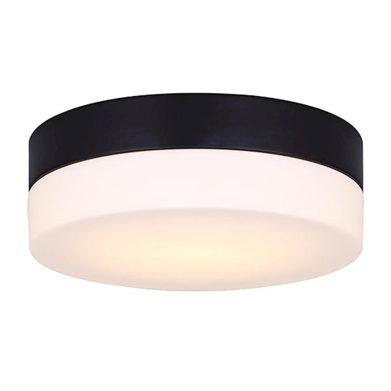 Canarm Jax 9in LED Flush Mount | Black and Flat Opal Glass | Hallway & Bathroom Ceiling Light | 9.37 x 3.12 in | Model LFM127A09BK