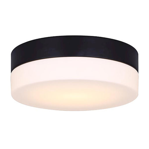 Canarm Jax 9in LED Flush Mount | Black and Flat Opal Glass | Hallway & Bathroom Ceiling Light | 9.37 x 3.12 in | Model LFM127A09BK