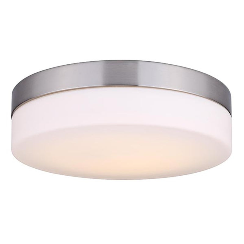 Canarm Jax 13in LED Flush Mount | Brushed Nickel and Flat Opal Glass | Hallway & Bathroom Ceiling Light | 13.12 x 3.87 in | Model LFM127A14BN