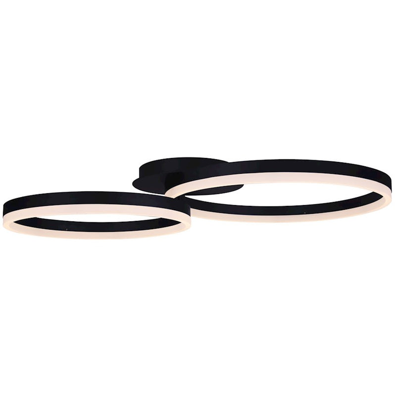 Canarm Jaxton 33in LED Flush Mount | Modern Matte Black | Hallway & Bedroom Ceiling Light | 33 x 20 x 6 in | Model LFM183A30BK