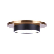 Canarm Modi 12in LED Flush Mount | Modern Matte Black and Gold | Kitchen & Bathroom Ceiling Light | 12 x 12 x 2 in | Model LFM212B12BKG