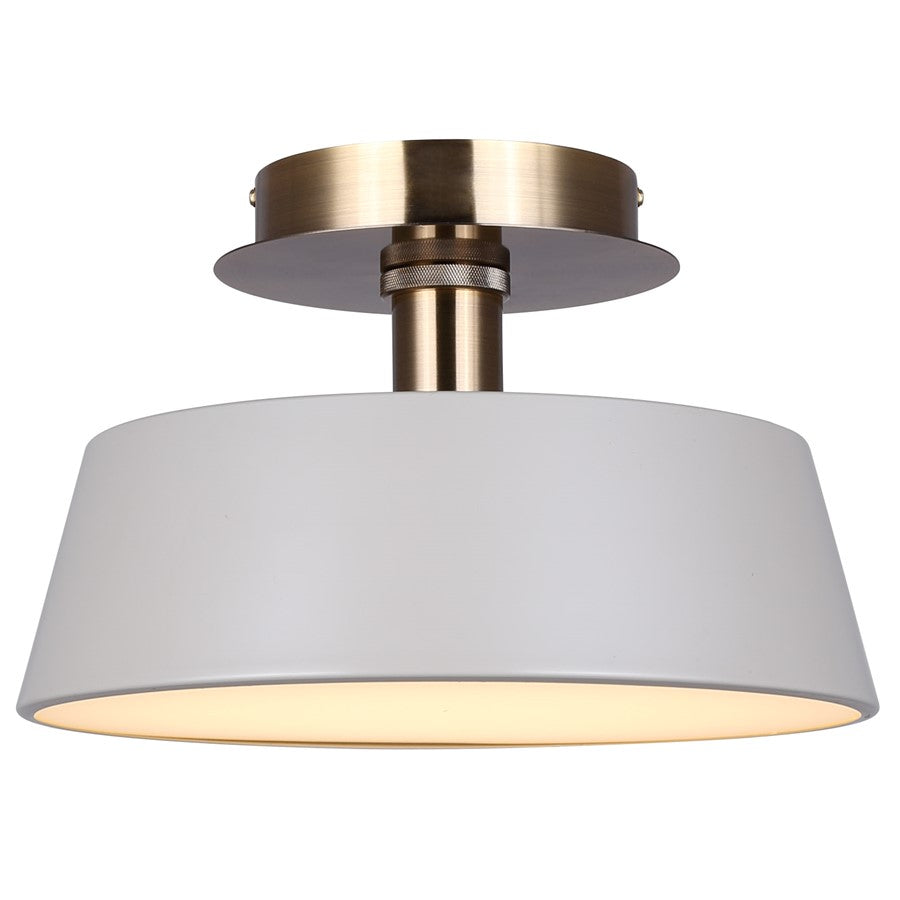 Canarm Jessa 1 Light 12.75" Flush Mount, Brushed Nickel/Green