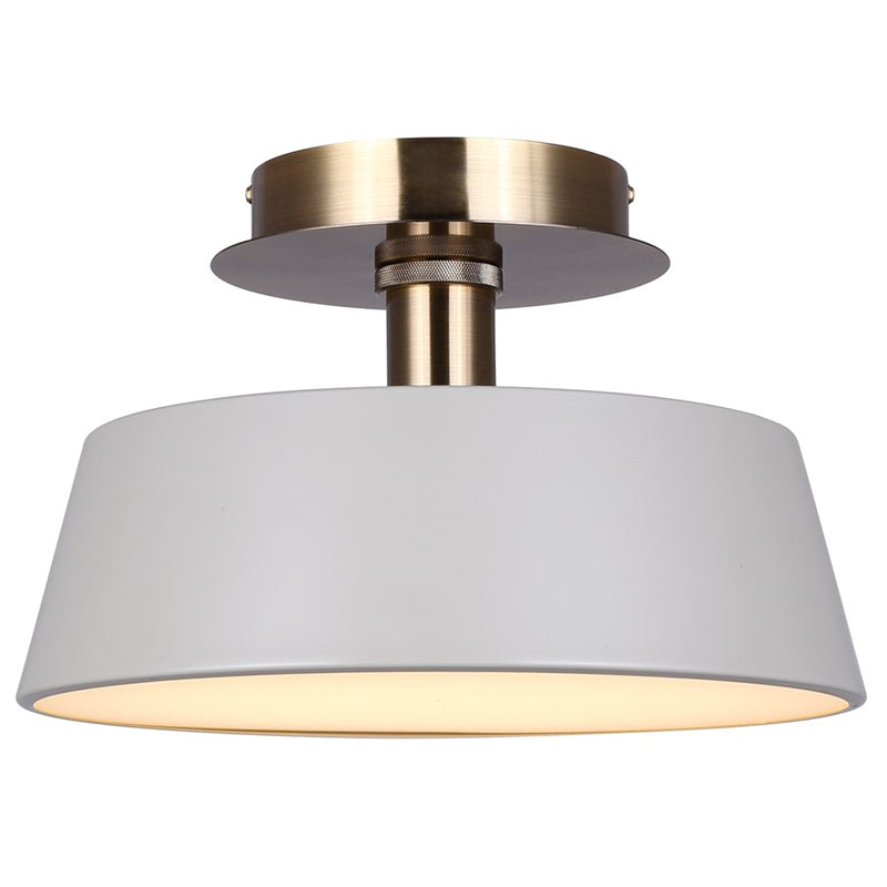 Canarm Jessa 13in LED Flush Mount | Modern Matte Gray and Gold Metal | Bedroom & Kitchen Ceiling Light | 12.75 x 12.75 x 8.13 in | Model LFM263A13GYG