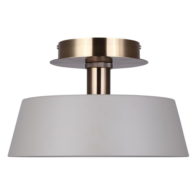 Canarm Jessa 13in LED Flush Mount | Modern Matte Gray and Gold Metal | Bedroom & Kitchen Ceiling Light | 12.75 x 12.75 x 8.13 in | Model LFM263A13GYG