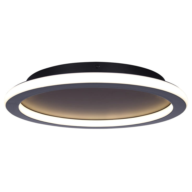 Canarm Gavyn 16in 1-Light LED Flush Mount | Modern Matte Black Metal | Bedroom & Hallway Ceiling Light | 16 x 16 x 2.25 in | Model LFM279A16BK