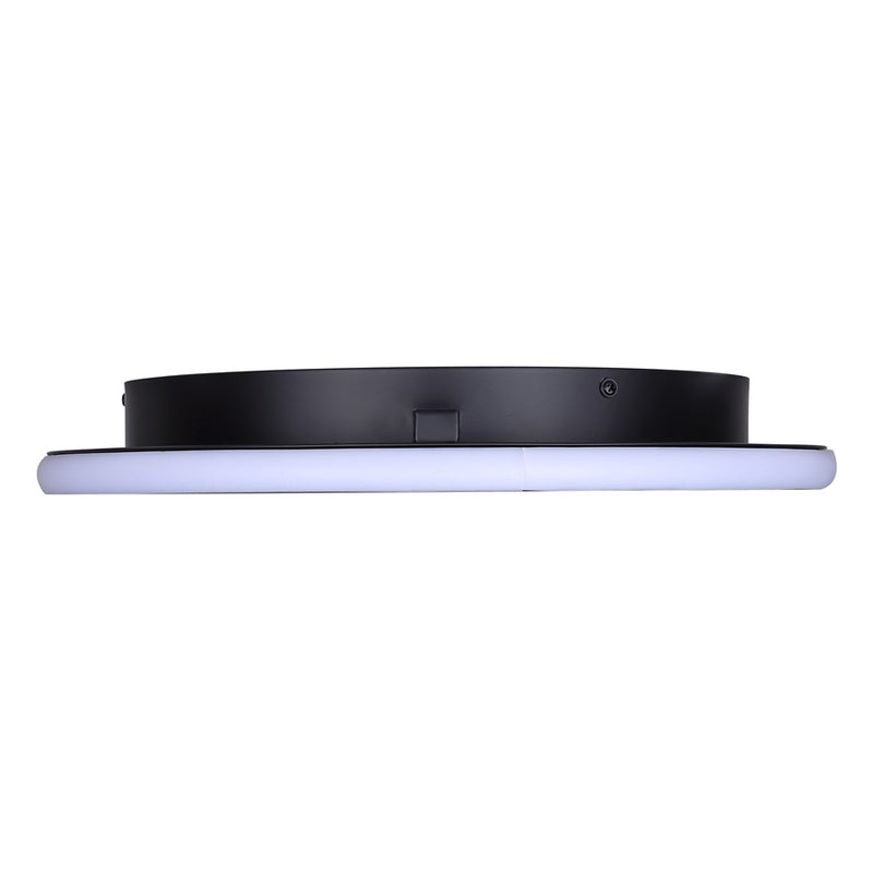 Canarm Gavyn 16in 1-Light LED Flush Mount | Modern Matte Black Metal | Bedroom & Hallway Ceiling Light | 16 x 16 x 2.25 in | Model LFM279A16BK