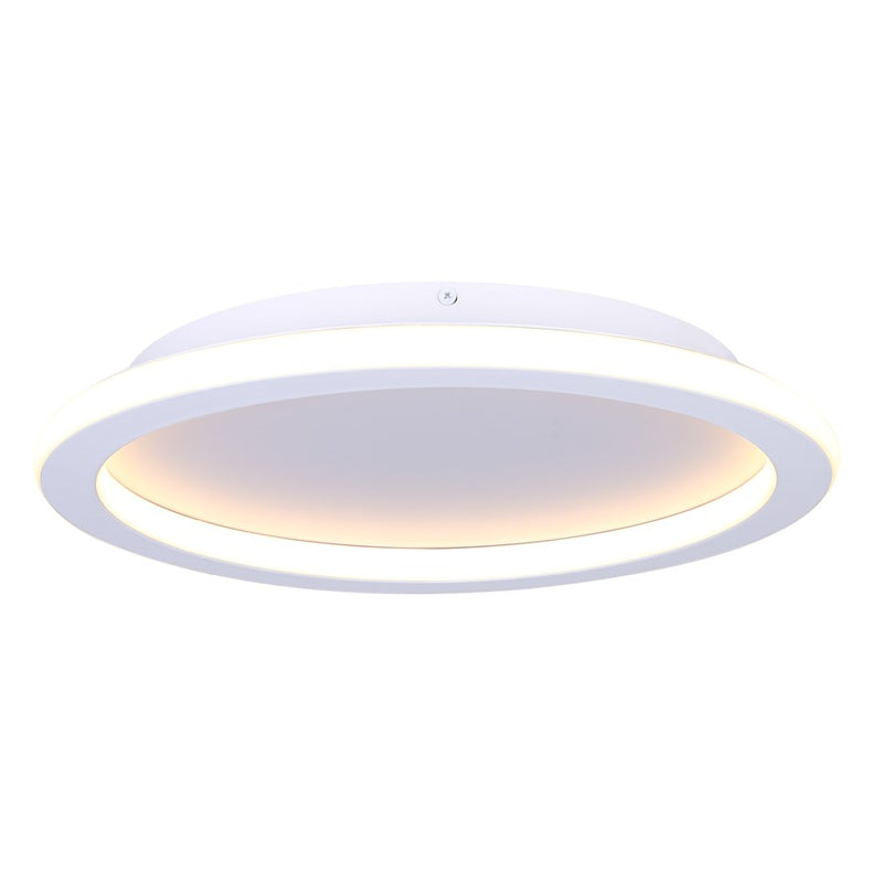 Canarm Gavyn 16in 1-Light LED Flush Mount | Modern Matte White Metal | Bedroom & Living Room Ceiling Light | 16 x 16 x 2.25 in | Model LFM279A16WH