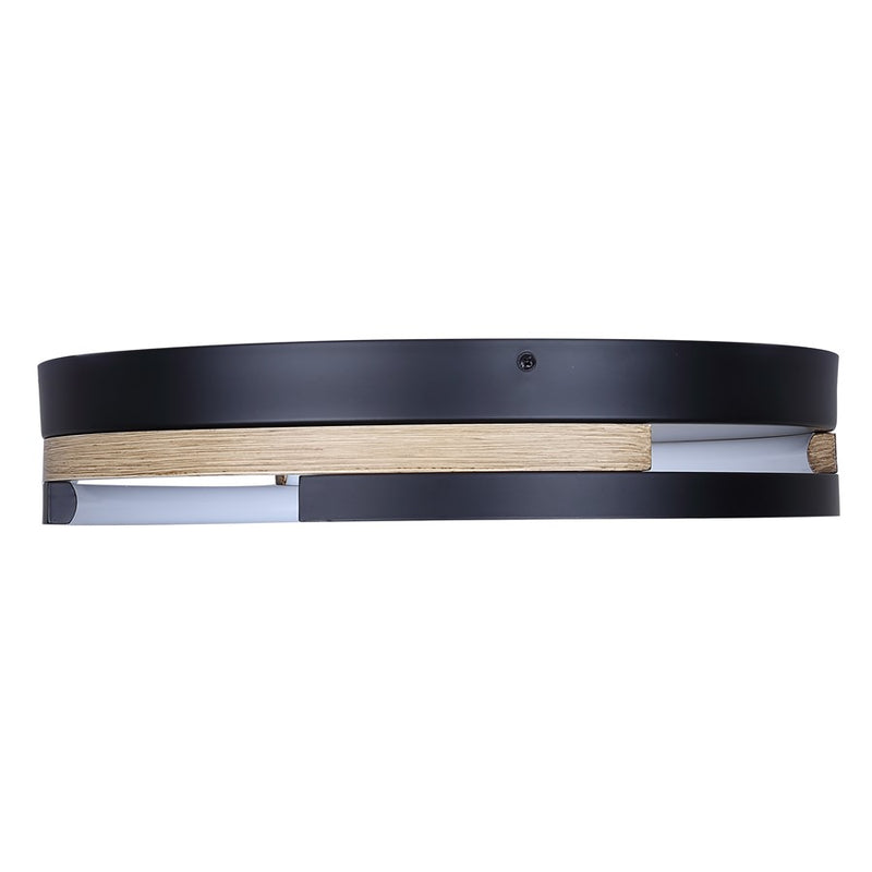 Canarm Azria 15in 4-Light LED Flush Mount | Modern Matte Black with Brushed Brown | Kitchen & Bathroom | 15 x 15 x 3 in | Model LFM283A15BKB
