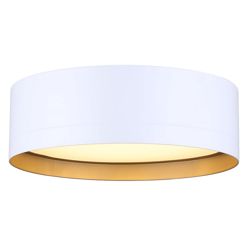 Canarm Kyrie 12in 1-Light LED Flush Mount | Modern White with Gold Interior | Living Room & Bedroom | 11.75 x 11.75 x 3.75 in | Model LFM285A12WH