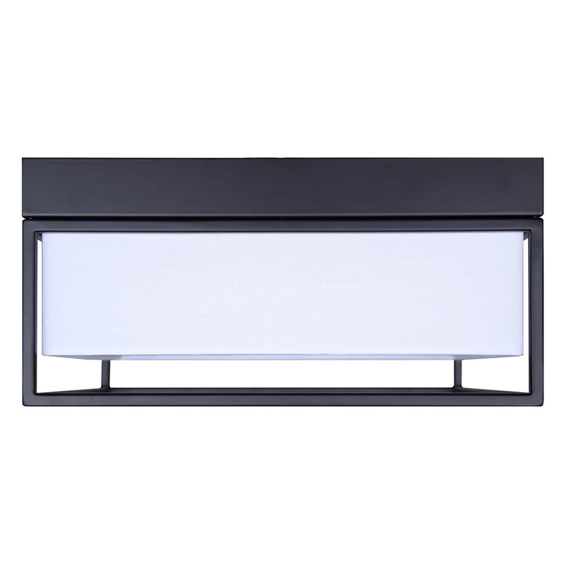 Canarm Bretton 12in 1-Light LED Flush Mount | Modern Matte Black and White Fabric Shade | Hallway & Living Room | Model LFM293A12BK