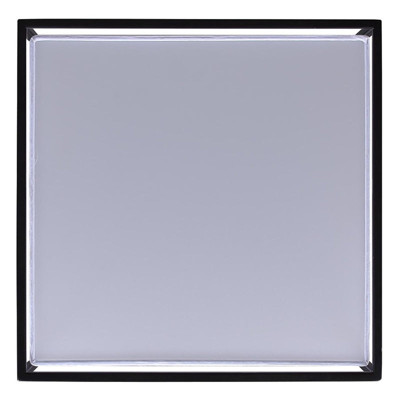 Canarm Bretton 12in 1-Light LED Flush Mount | Modern Matte Black and White Fabric Shade | Hallway & Living Room | Model LFM293A12BK