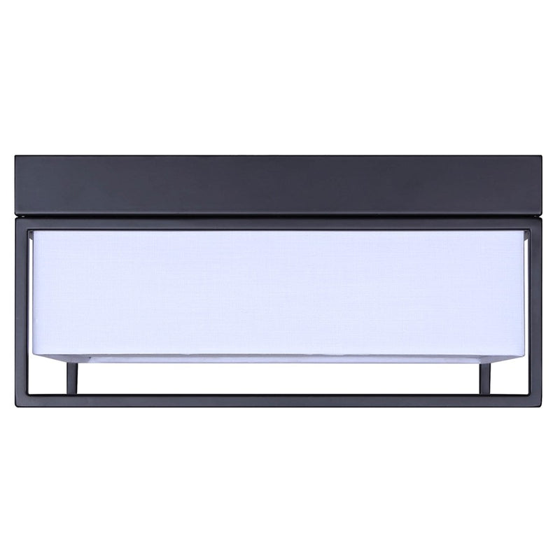 Canarm Bretton 12in 1-Light LED Flush Mount | Modern Matte Black and White Fabric Shade | Hallway & Living Room | Model LFM293A12BK
