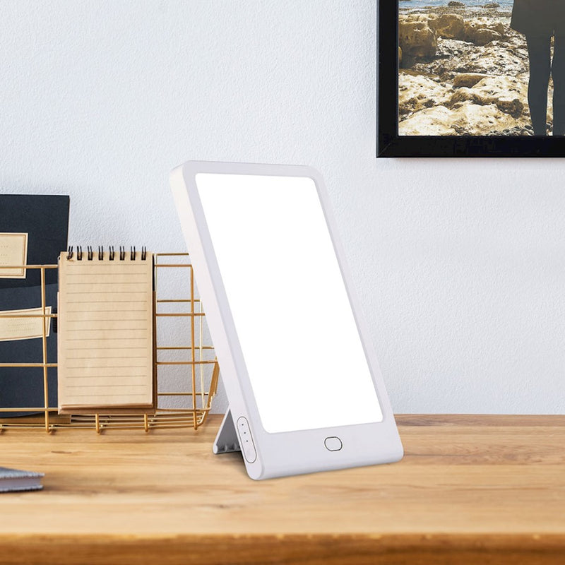 Canarm Therapy Lamp LED Table Mirror | White Portable Light Therapy & Reading Lamp | Desk & Bedside | 6 x 10 in | Model LH01WH-C