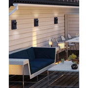 Canarm Lane 4in 1-Light LED Outdoor Wall Sconce | Modern Black and Clear Glass | Entryway & Covered Patio | 4.25 x 3.12 x 8 in | Model LOL390BK