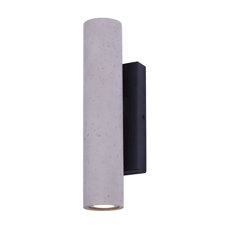 Canarm Rivo 13in LED Outdoor Wall Light | Matte Black and Textured Cement | Covered Patio & Entryway | 9W Integrated LED | Model LOL518BK