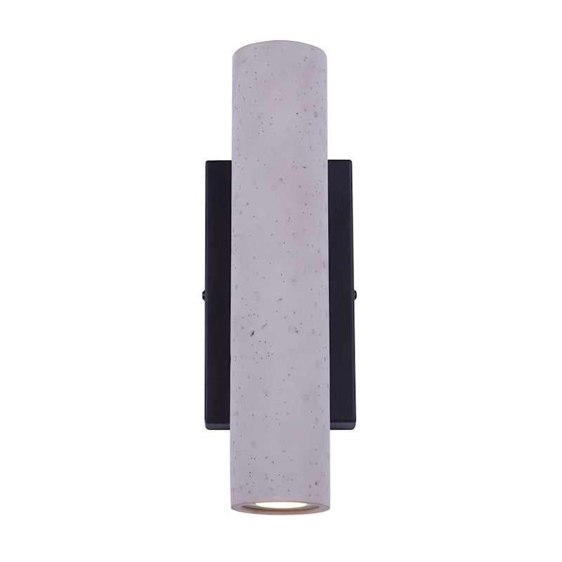 Canarm Rivo 13in LED Outdoor Wall Light | Matte Black and Textured Cement | Covered Patio & Entryway | 9W Integrated LED | Model LOL518BK